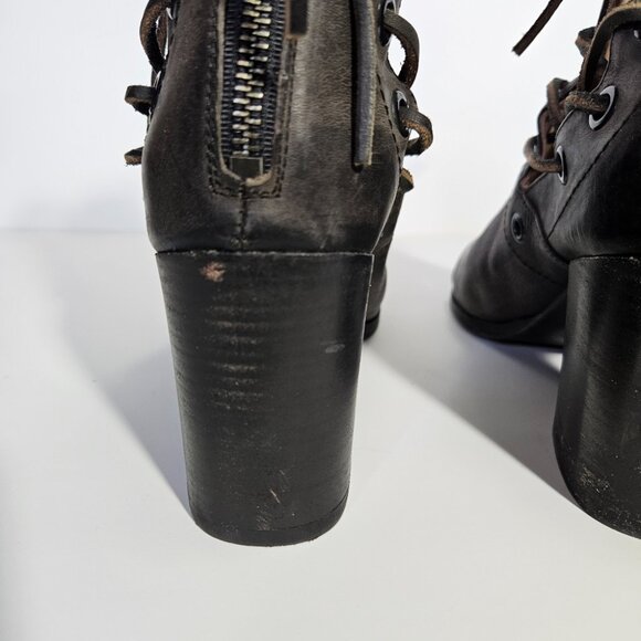 Baske California Brown Leather Fury Open Toe Booties - Picture 8 of 12